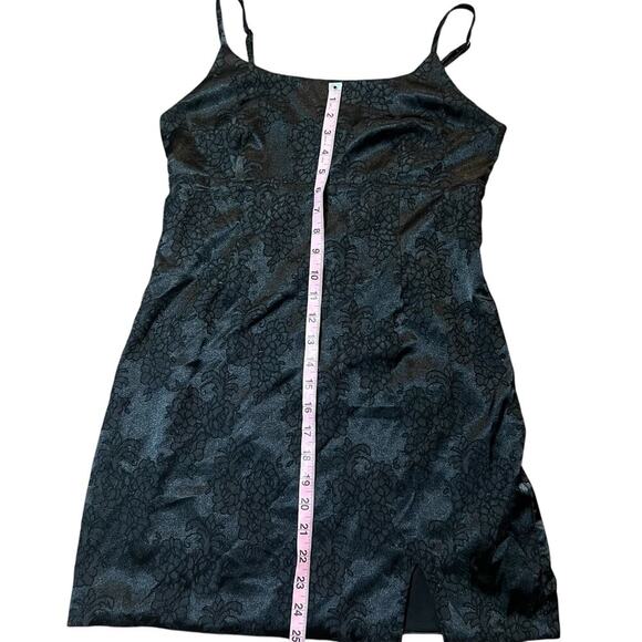 Wild Fable Black Jacquard Floral Satin Mini Dress Size Medium - Picture 4 of 6